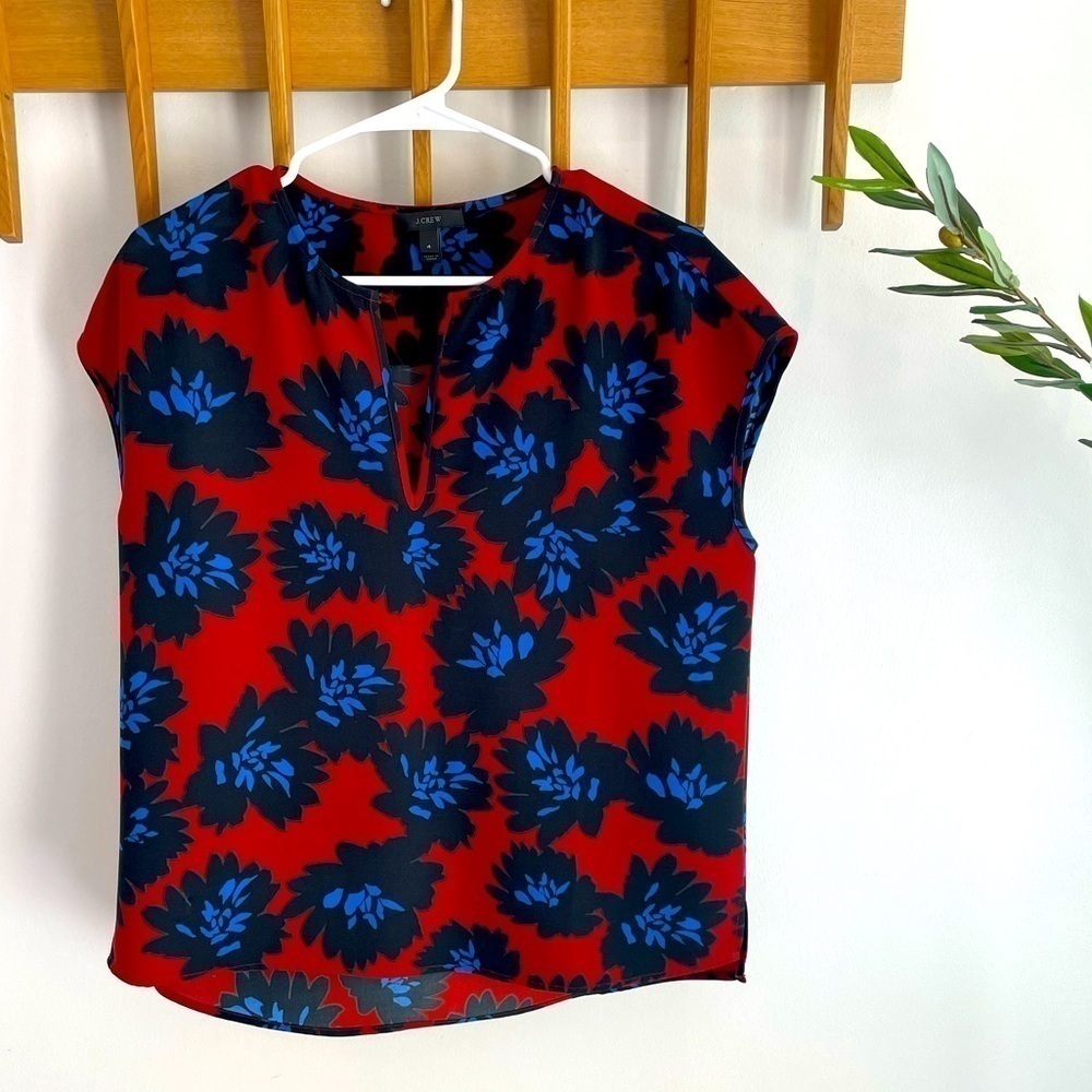 J. Crew Floral Top with Cap Sleeves​​​​​​​​​​​​​​